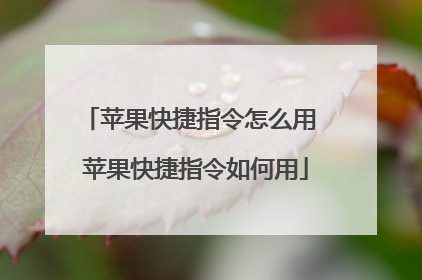 苹果快捷指令怎么用 苹果快捷指令如何用
