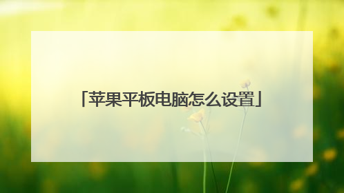 苹果平板电脑怎么设置