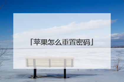 苹果怎么重置密码