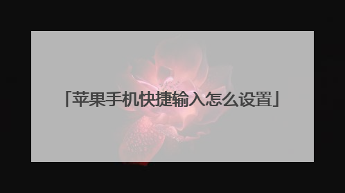 苹果手机快捷输入怎么设置