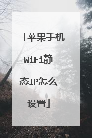 苹果手机WiFi静态IP怎么设置