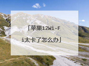 苹果12Wi-Fi太卡了怎么办