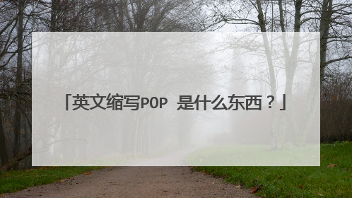 英文缩写POP 是什么东西?