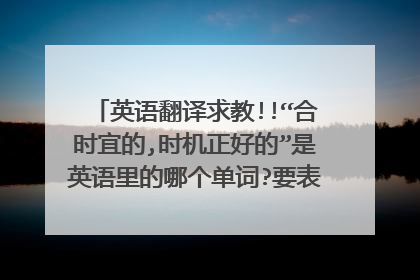 英语翻译求教!!“合时宜的,时机正好的”是英语里的哪个单词?要表达这个意思,有什么准确的英文短语?