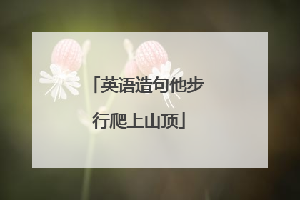 英语造句他步行爬上山顶