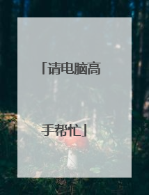 请电脑高手帮忙