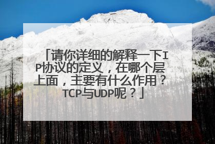 请你详细的解释一下IP协议的定义，在哪个层上面，主要有什么作用？ TCP与UDP呢？