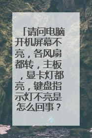请问电脑开机屏幕不亮,各风扇都转,主板,显卡灯都亮,键盘指示灯不亮是怎么回事?