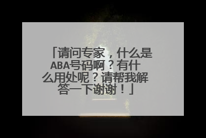 请问专家，什么是ABA号码啊？有什么用处呢？请帮我解答一下谢谢！