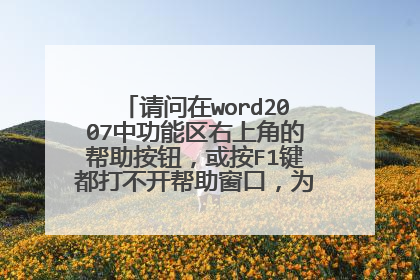 请问在word2007中功能区右上角的帮助按钮,或按F1键都打不开帮助窗口,为什么呢?谢谢!