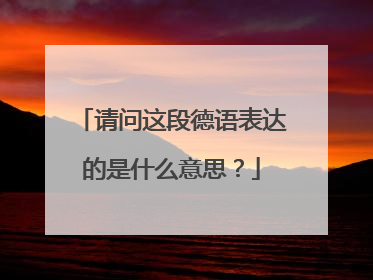 请问这段德语表达的是什么意思?