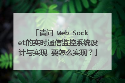 请问 Web Socket的实时通信监控系统设计与实现 要怎么实现?