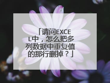 请问EXCEL中，怎么把多列数据中重复值的那行删掉？