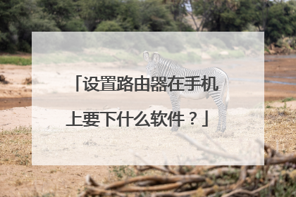 设置路由器在手机上要下什么软件？