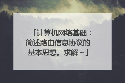 计算机网络基础：简述路由信息协议的基本思想。求解～