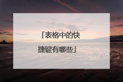 表格中的快捷键有哪些