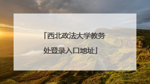 西北政法大学教务处登录入口地址
