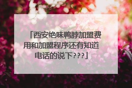 西安绝味鸭脖加盟费用和加盟程序还有知道电话的说下???