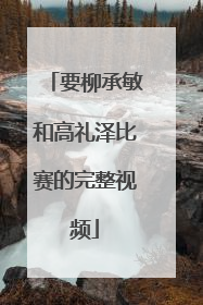 要柳承敏和高礼泽比赛的完整视频