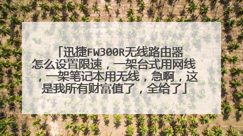 迅捷FW300R无线路由器怎么设置限速,一架台式用网线,一架笔记本用无线,急啊,这是我所有财富值了,全给了