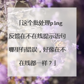 这个批处理ping反馈在不在线提示语句哪里有错误，好像在不在线都一样？