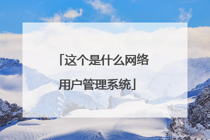 这个是什么网络用户管理系统