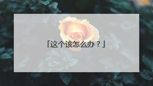 这个该怎么办?