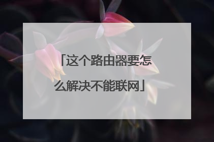 这个路由器要怎么解决不能联网