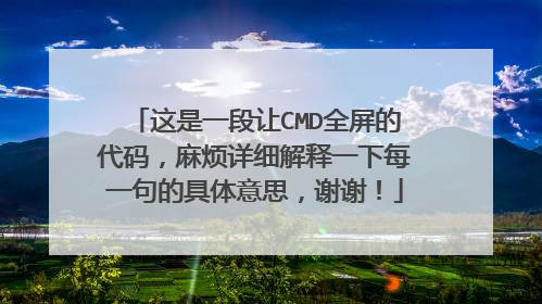 这是一段让CMD全屏的代码,麻烦详细解释一下每一句的具体意思,谢谢!