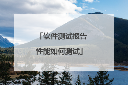 软件测试报告性能如何测试