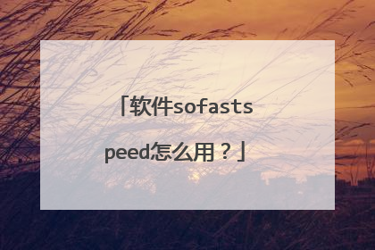 软件sofastspeed怎么用?