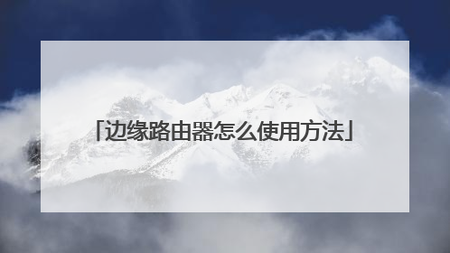 边缘路由器怎么使用方法