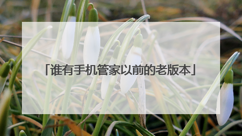 谁有手机管家以前的老版本