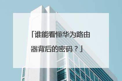 谁能看懂华为路由器背后的密码？