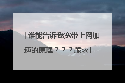 谁能告诉我宽带上网加速的原理???跪求