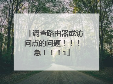 调查路由器或访问点的问题！！！急！！！1