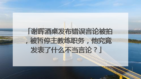谢晖酒桌发布错误言论被拍，被暂停主教练职务，他究竟发表了什么不当言论？