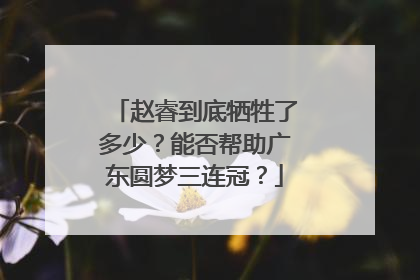 赵睿到底牺牲了多少？能否帮助广东圆梦三连冠？