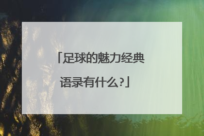 足球的魅力经典语录有什么?