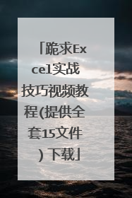 跪求Excel实战技巧视频教程(提供全套15文件)下载