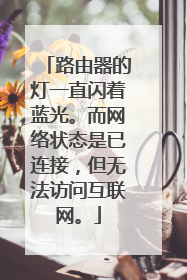 路由器的灯一直闪着蓝光。而网络状态是已连接，但无法访问互联网。