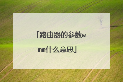 路由器的参数wmm什么意思