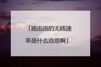 路由器的无线速率是什么意思啊