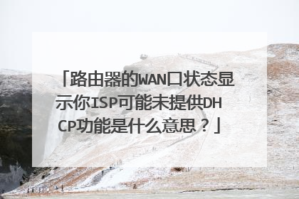 路由器的WAN口状态显示你ISP可能未提供DHCP功能是什么意思？