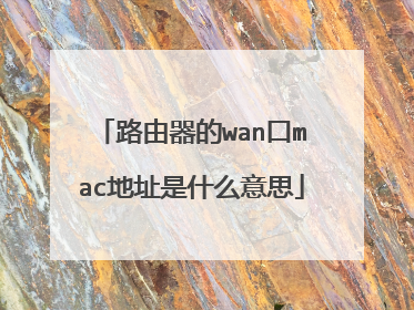 路由器的wan口mac地址是什么意思