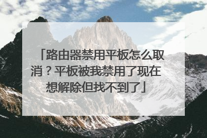 路由器禁用平板怎么取消？平板被我禁用了现在想解除但找不到了