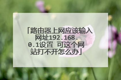 路由器上网应该输入网址192.168.0.1设置 可这个网站打不开怎么办