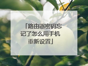 路由器密码忘记了怎么用手机重新设置