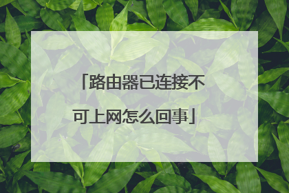 路由器已连接不可上网怎么回事