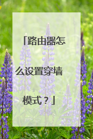 路由器怎么设置穿墙模式？